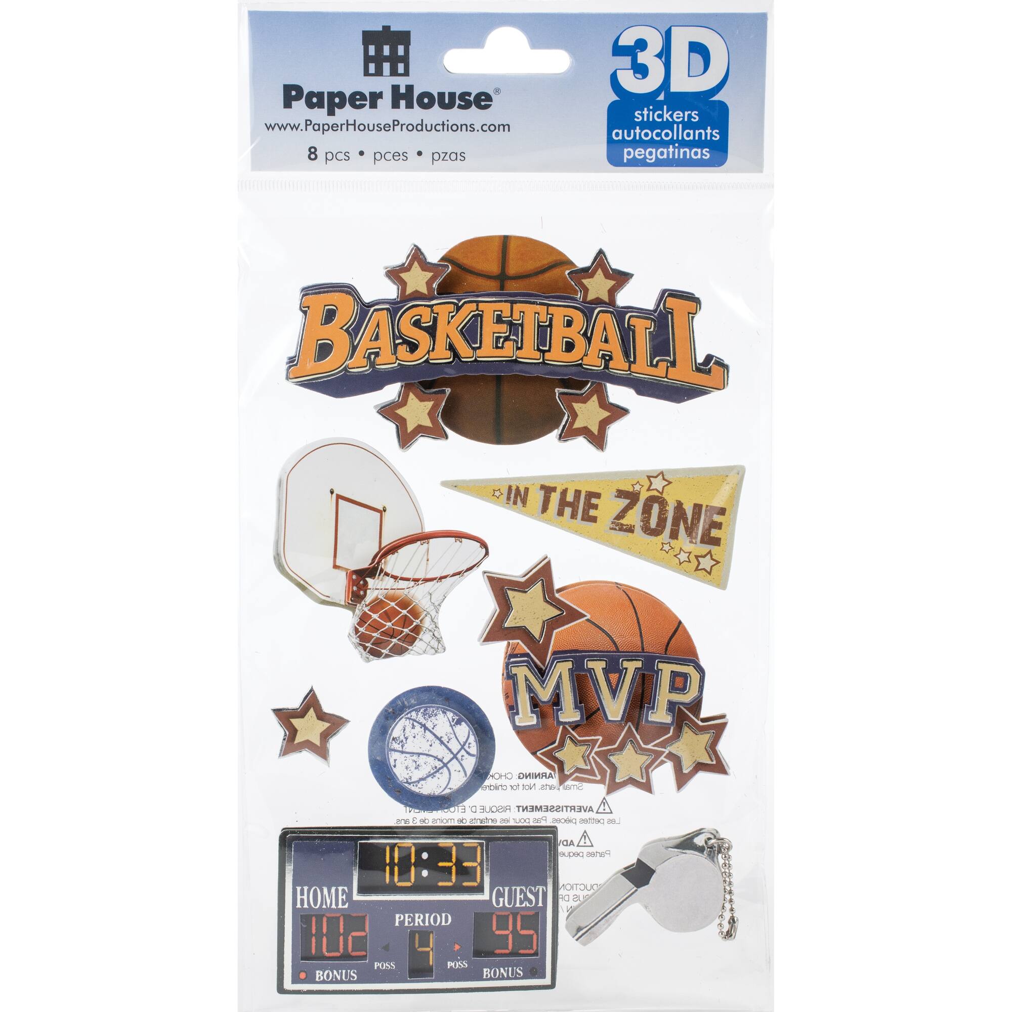 Paper House® Basketball 3D Stickers